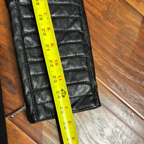 Philipp Plein Homme Men’s Black Wool Winter Coat Featuring 100% Leather Sleeves - Picture 10 of 16